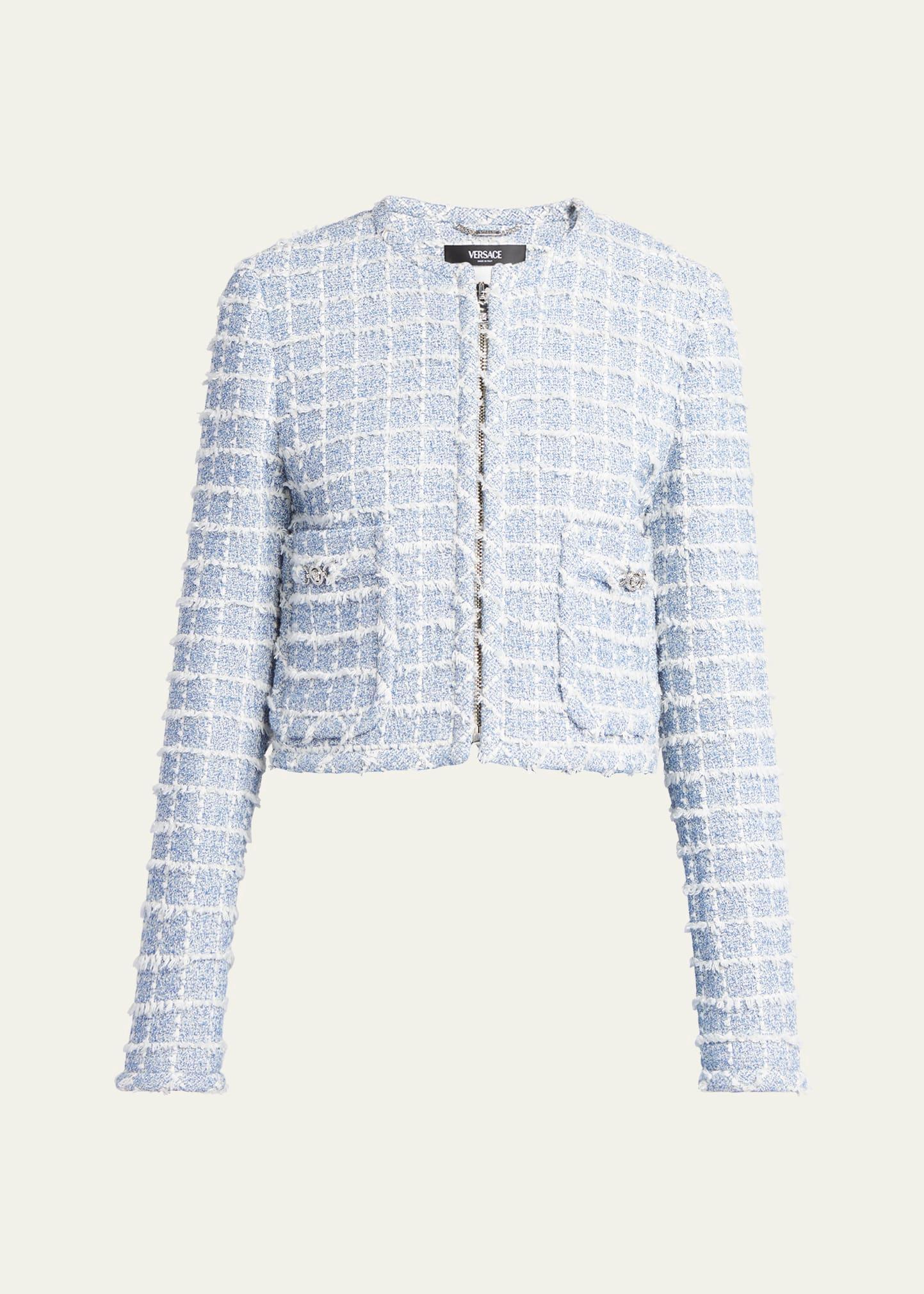 boucle windowpane tweed jacket