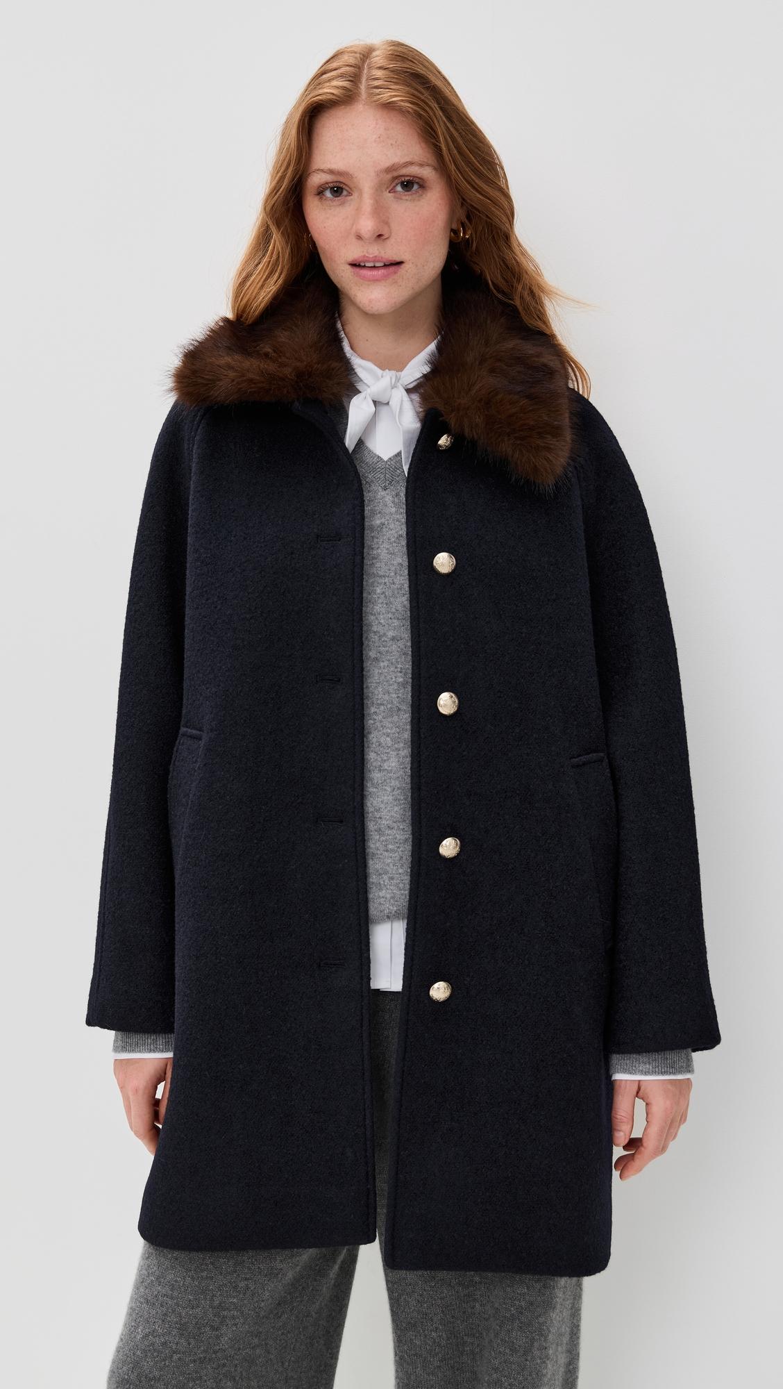 boucle wool half coat