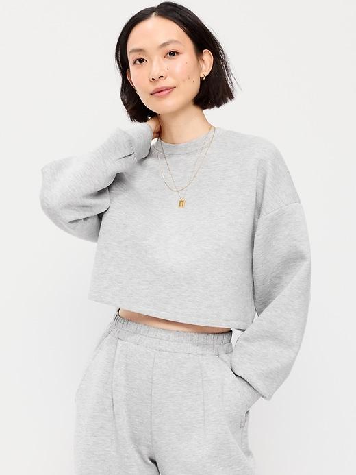bounce fleece quilted crew-neck top