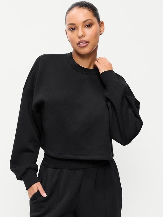 bounce fleece quilted crew-neck top