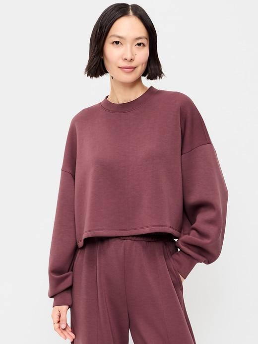 bounce fleece quilted crew-neck top