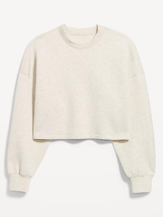 bounce fleece quilted crew-neck top