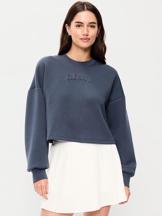 bounce fleece quilted crew-neck top