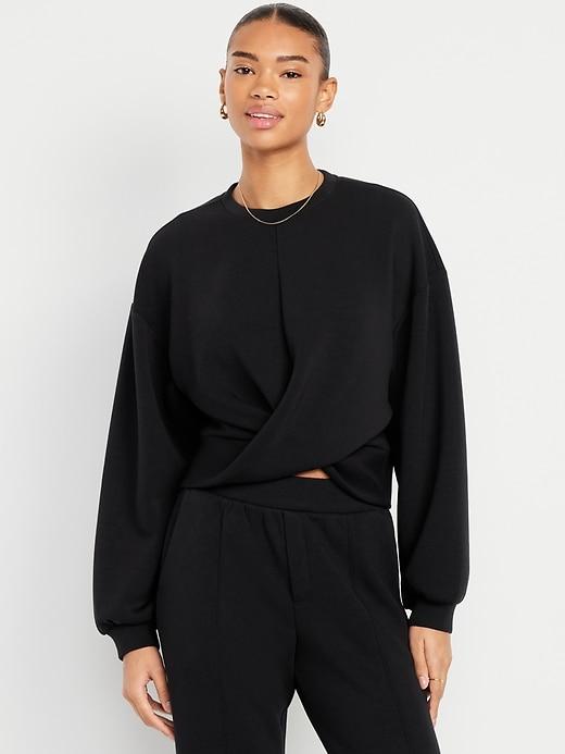 bounce fleece twist-front top