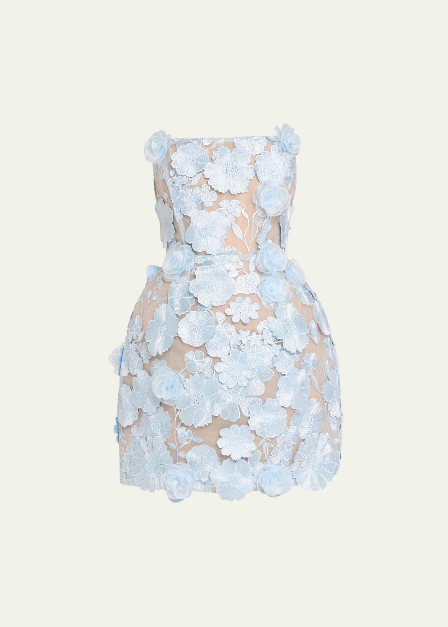 bouquet maraya floral applique mini dress