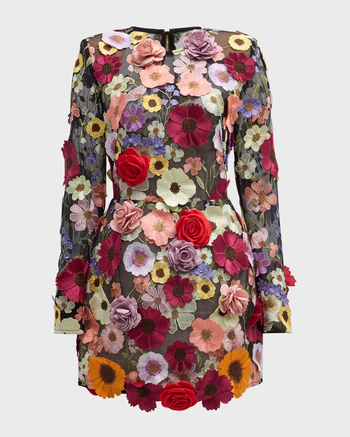 bouquet maraya floral applique mini dress