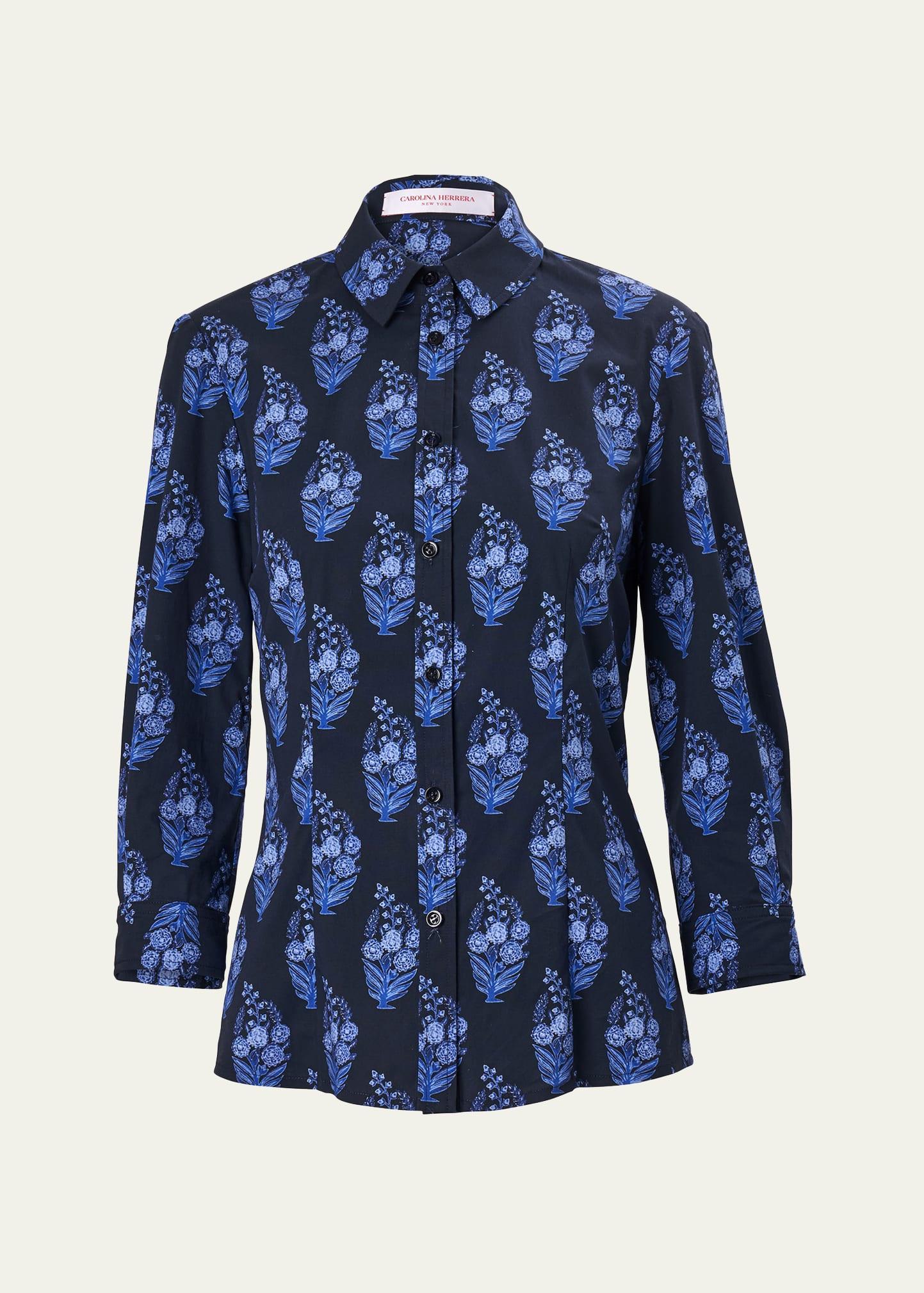 bouquet-print button-down icon blouse