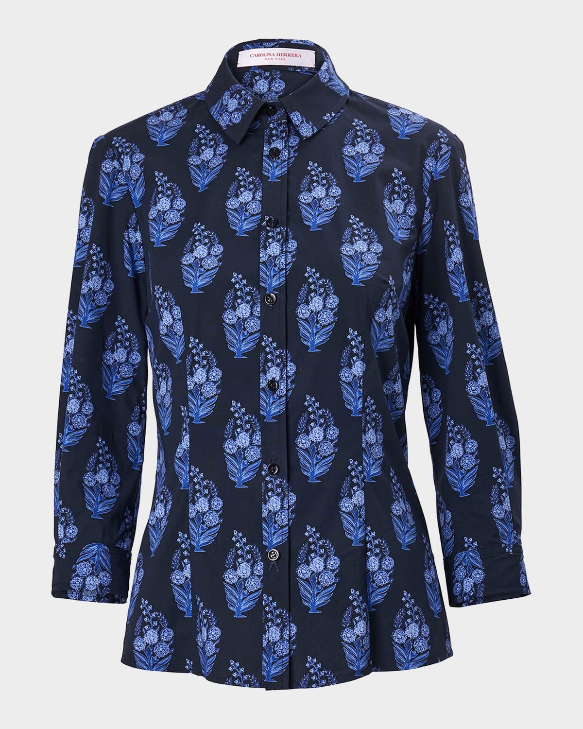 bouquet-print button-down icon blouse