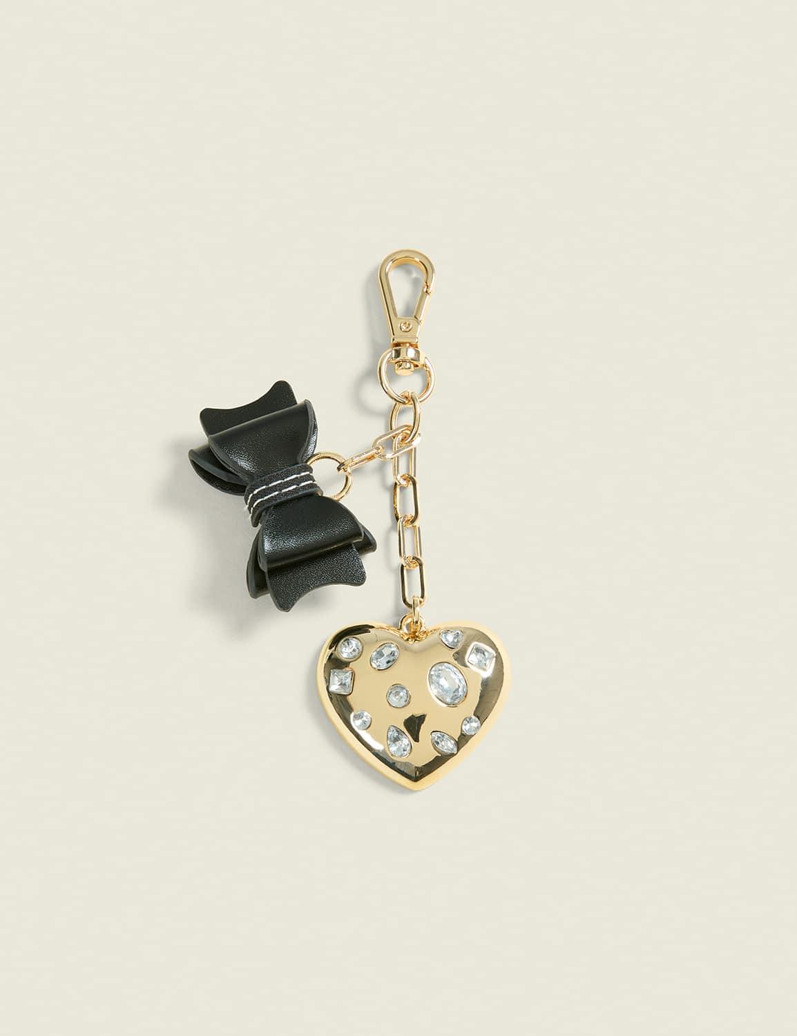 bow & heart bag charm
