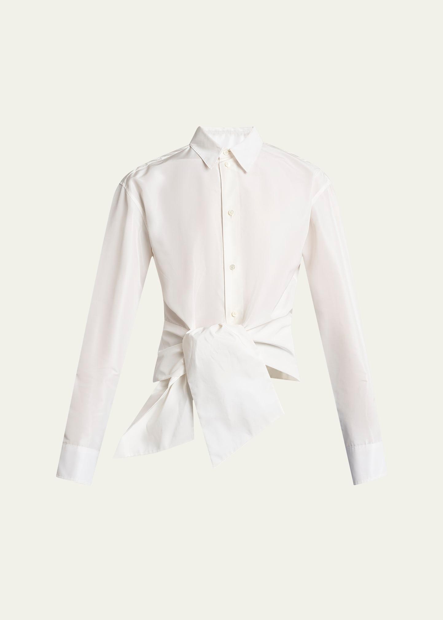 bow button down wrap blouse