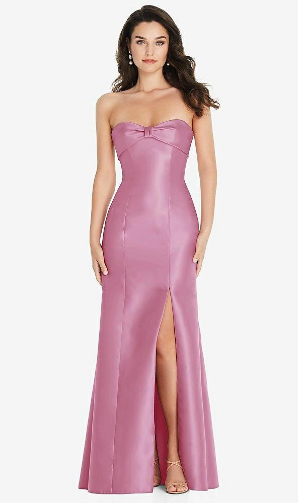 bow cuff strapless princess waist trumpet gown