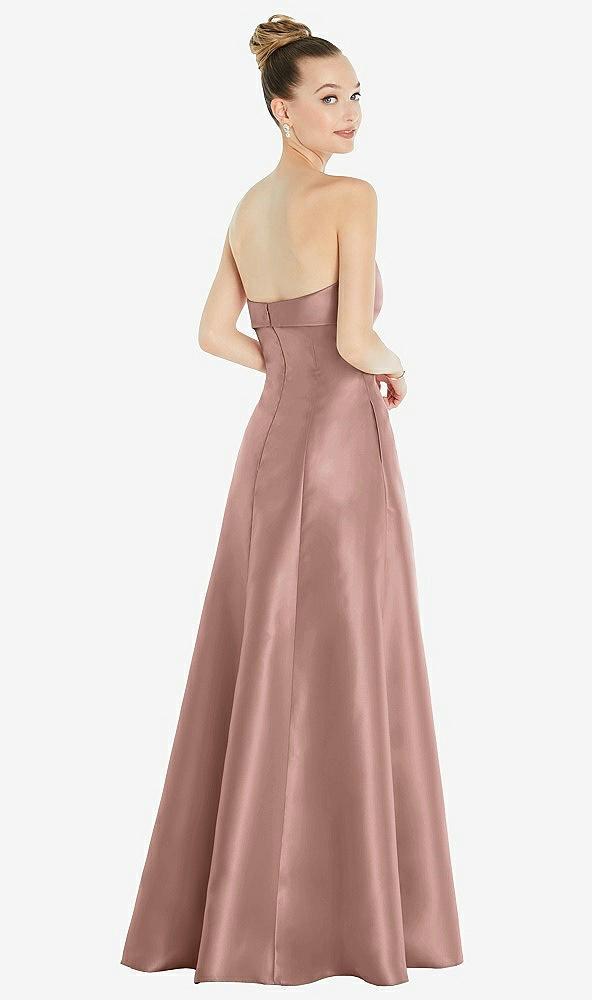 bow cuff strapless satin ball gown with pockets