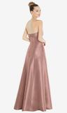 bow cuff strapless satin ball gown with pockets