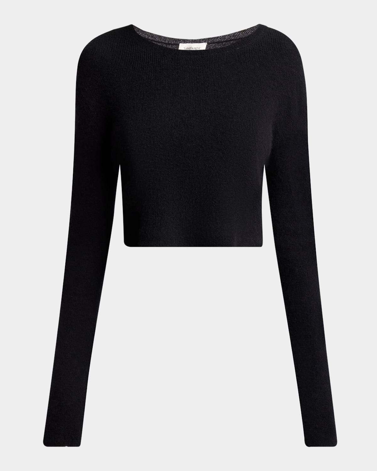 bow cutout crop cashmere sweater