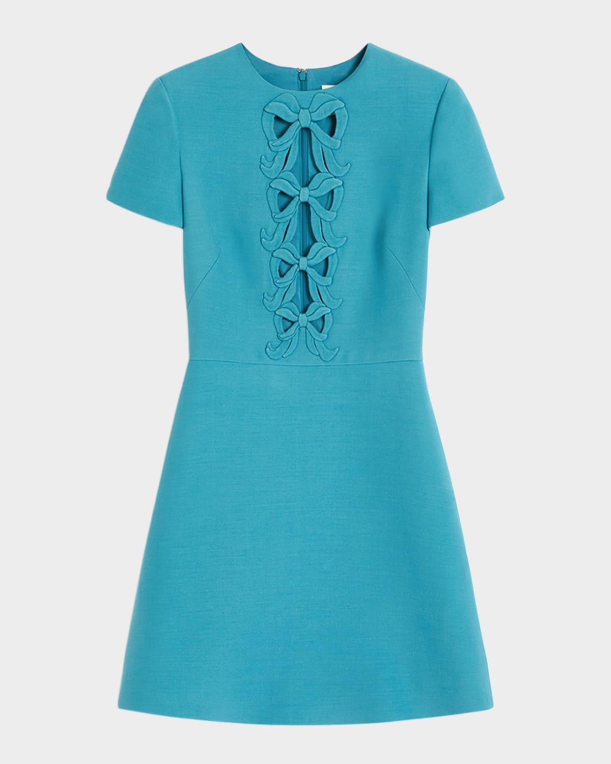 bow cutout short-sleeve crepe mini dress