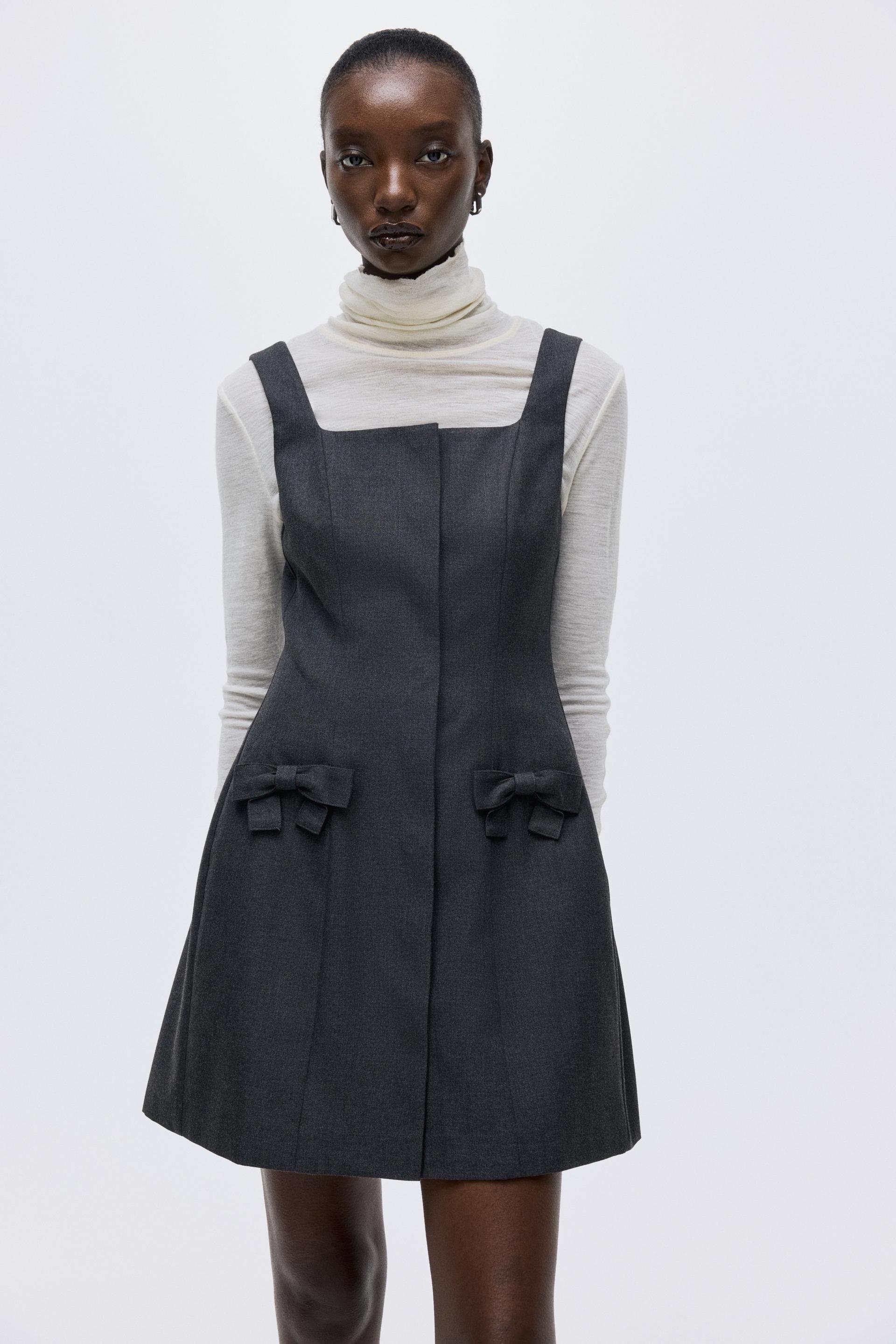 bow-detail twill dress