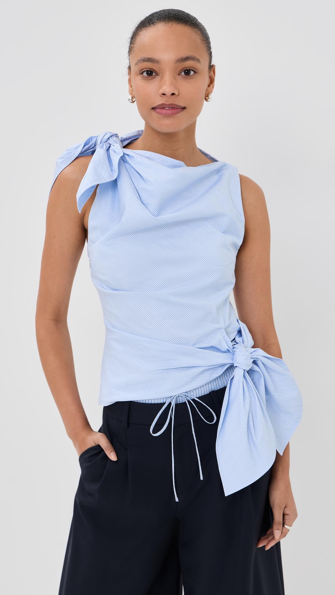 bow drape shirting top