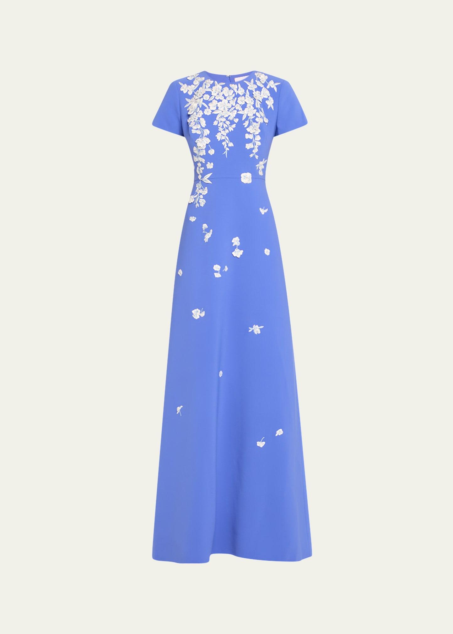 bow-embellished embroidered applique gown