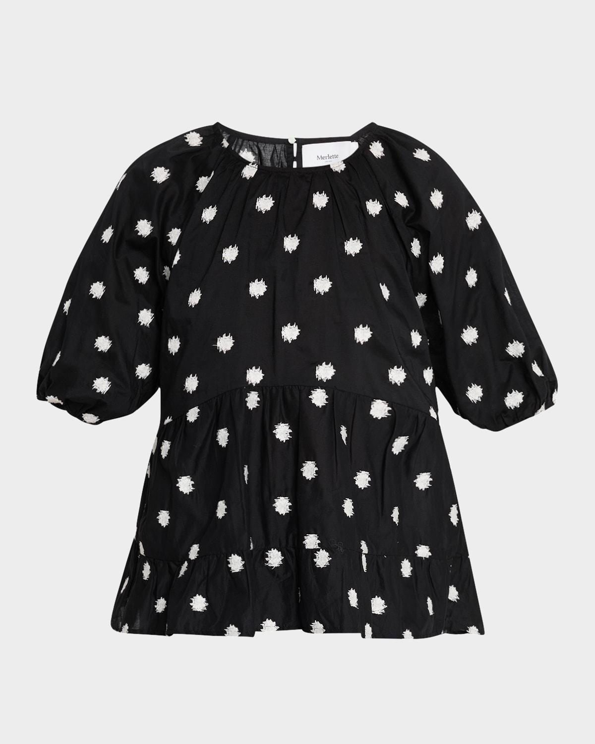 bow embroidered cotton blouse