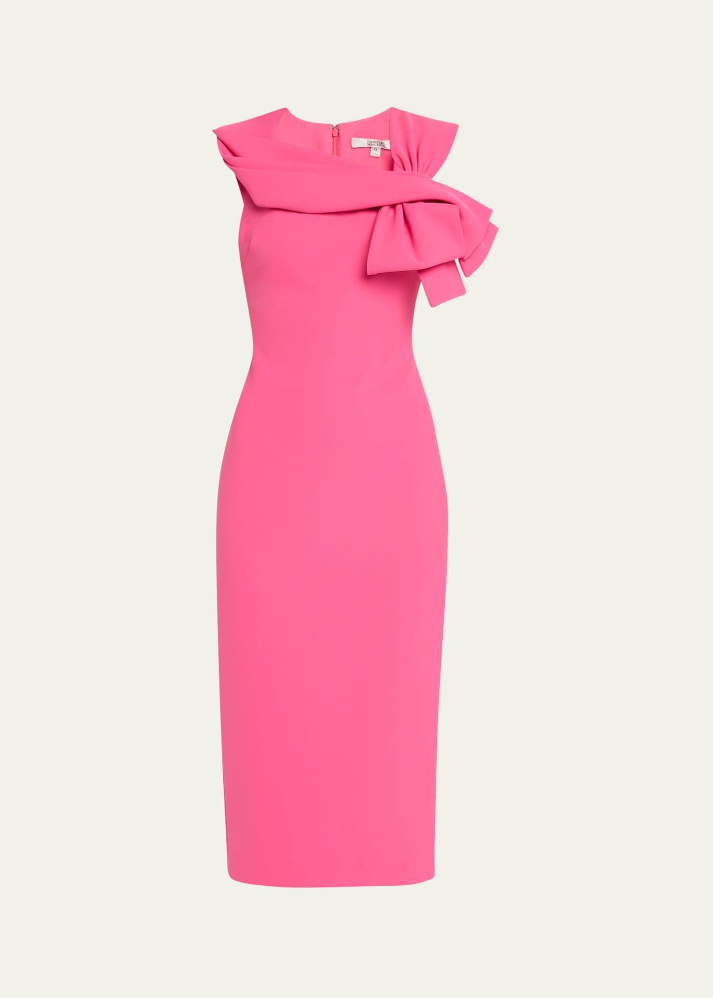 bow-front midi sheath dress