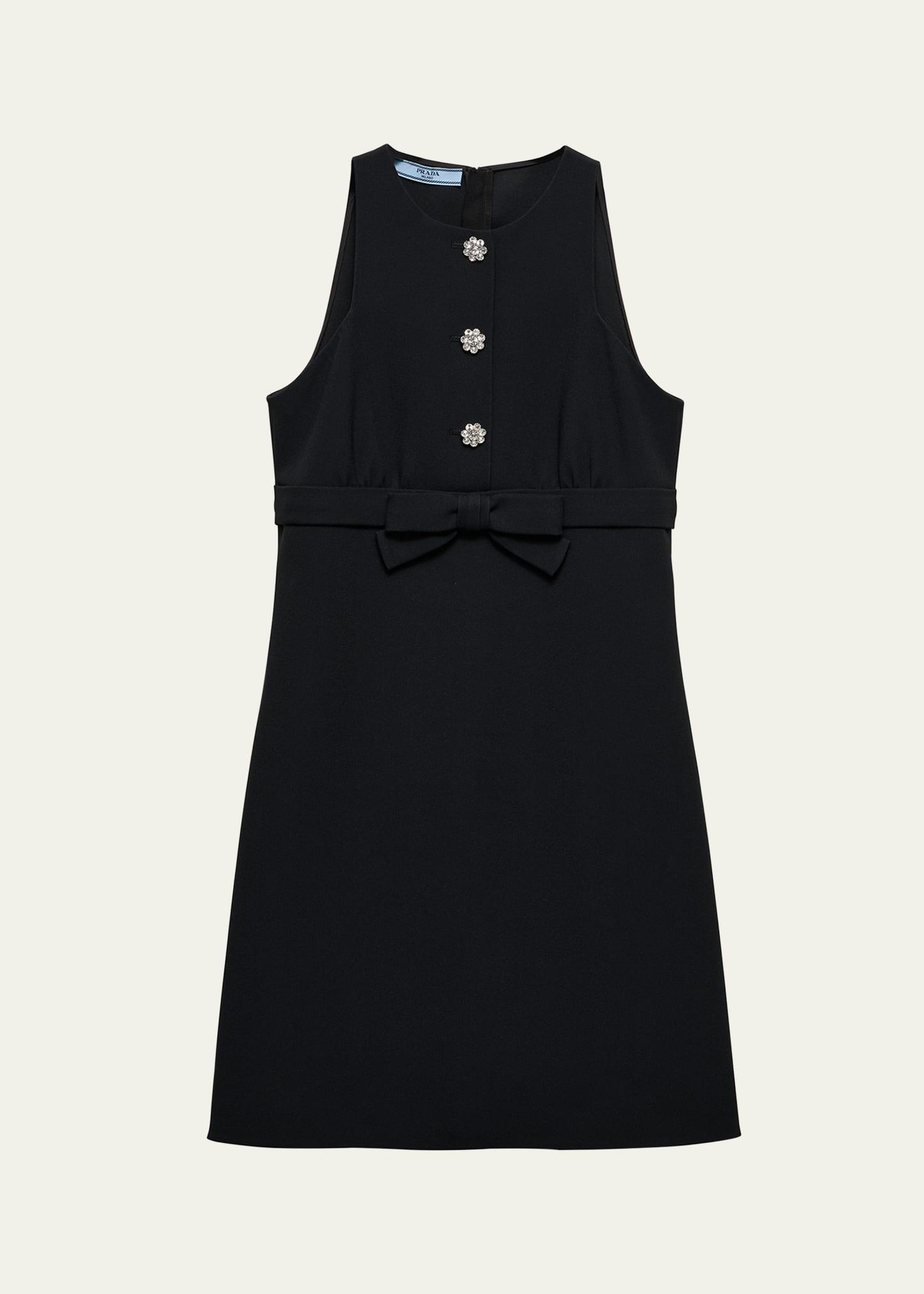 bow jeweled button mini dress