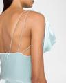 bow one-shoulder crepe satin gown