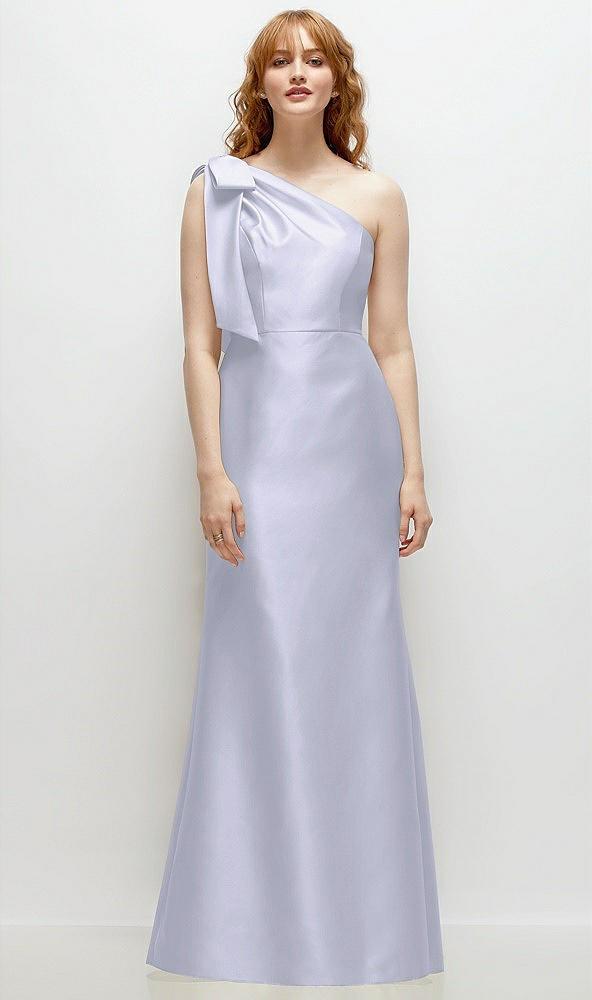 bow one-shoulder satin trumpet gown