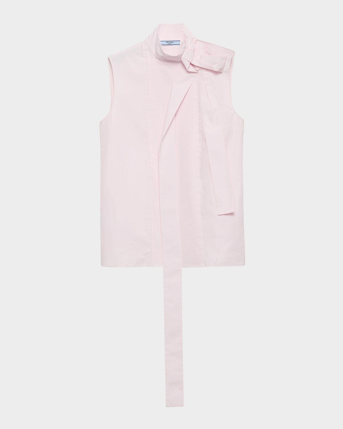 bow pleated poplin sleeveless top
