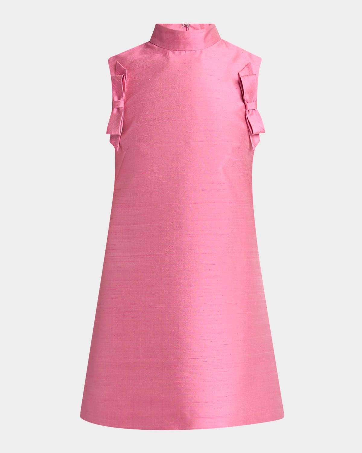 bow shantung silk mini dress
