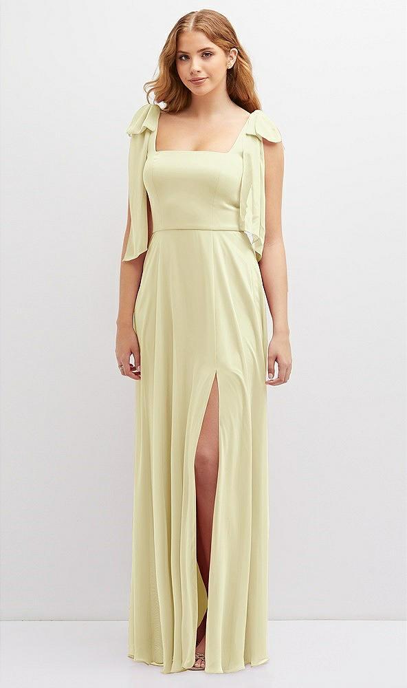 bow shoulder square neck chiffon maxi dress