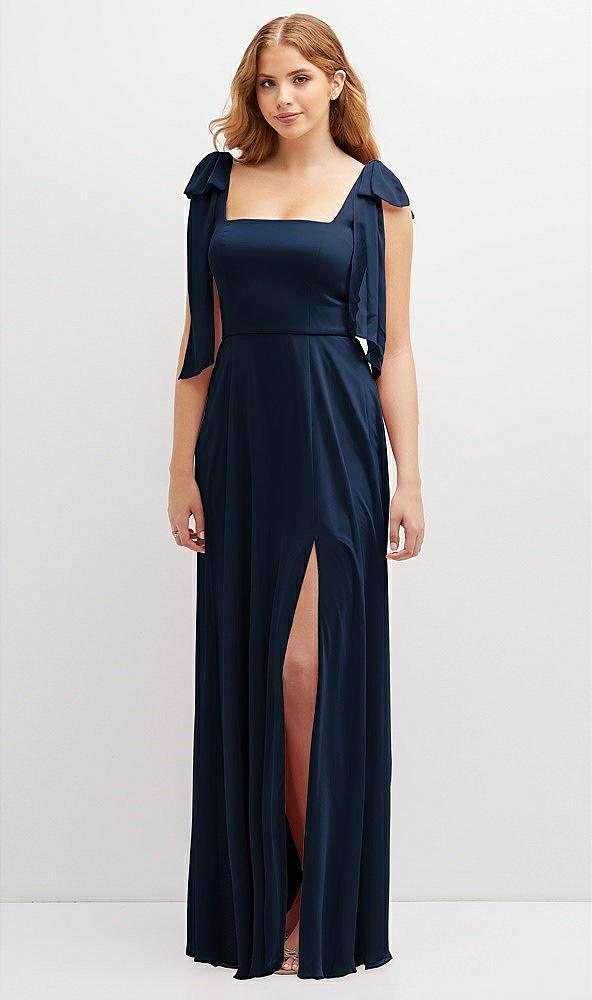 bow shoulder square neck chiffon maxi dress
