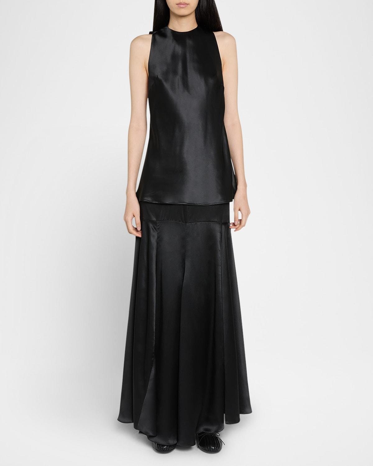 bow sleeveless silk halter top
