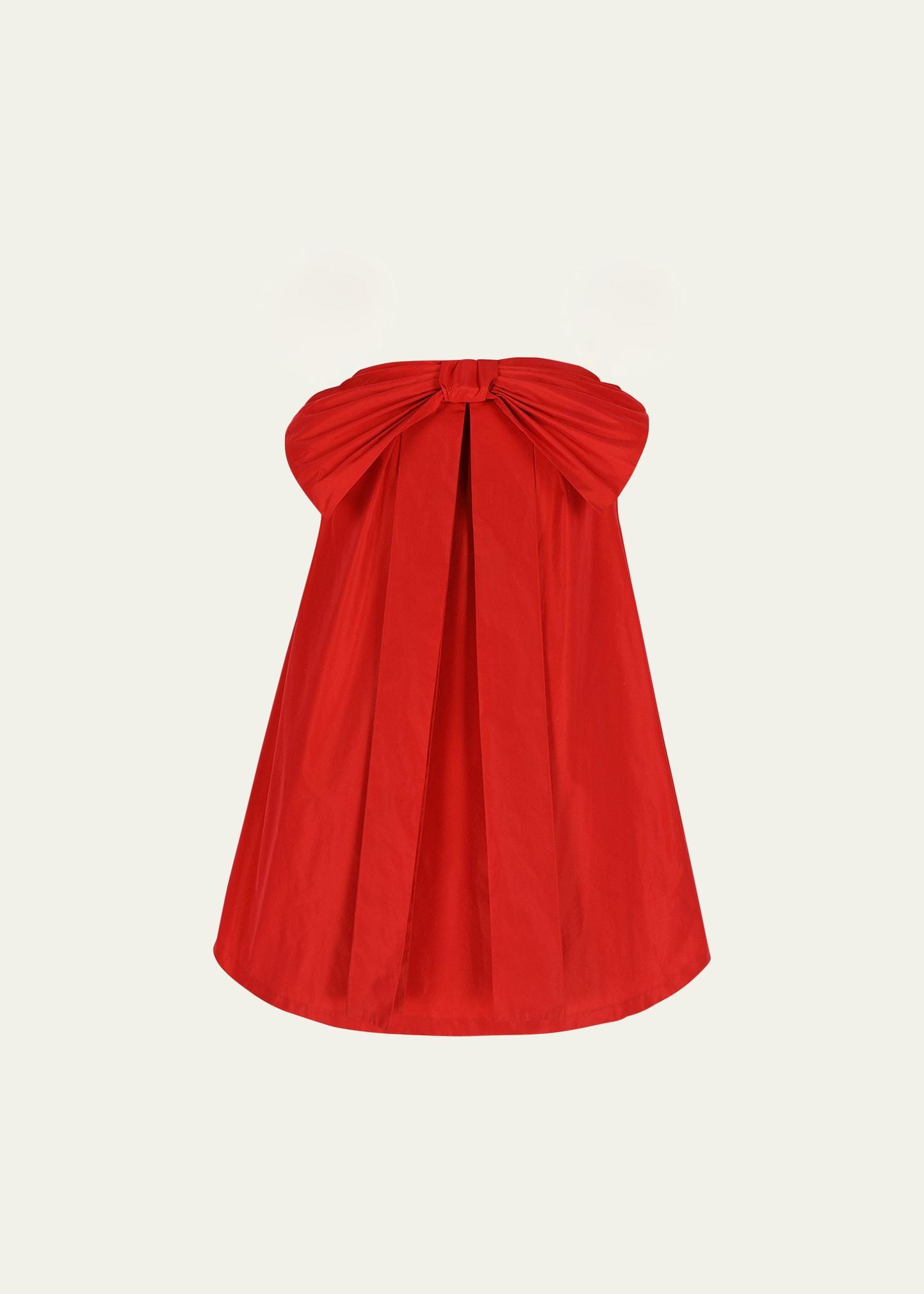 bow strapless babydoll mini dress