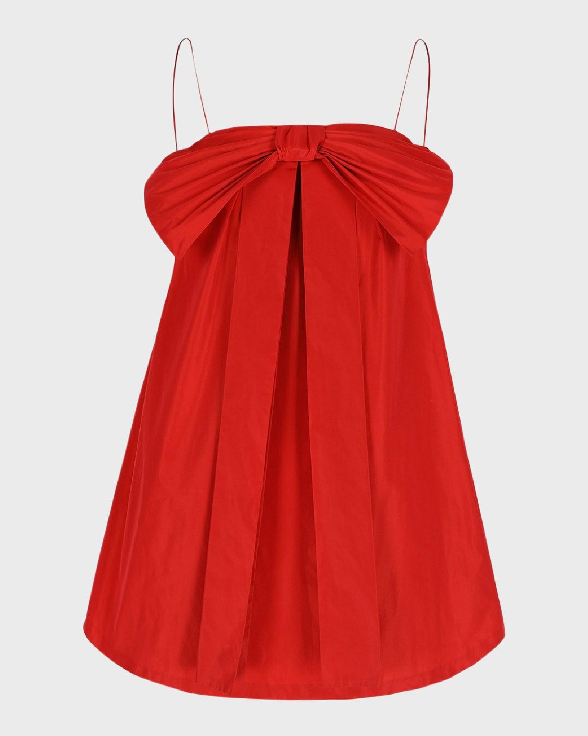 bow strapless babydoll mini dress