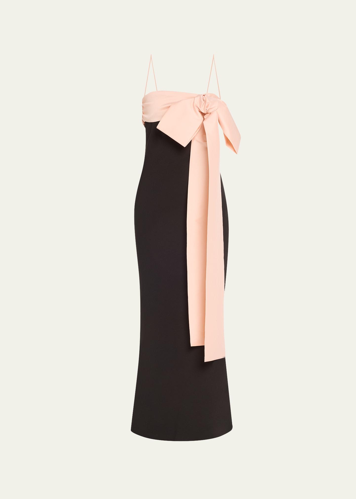 bow strapless colum gown