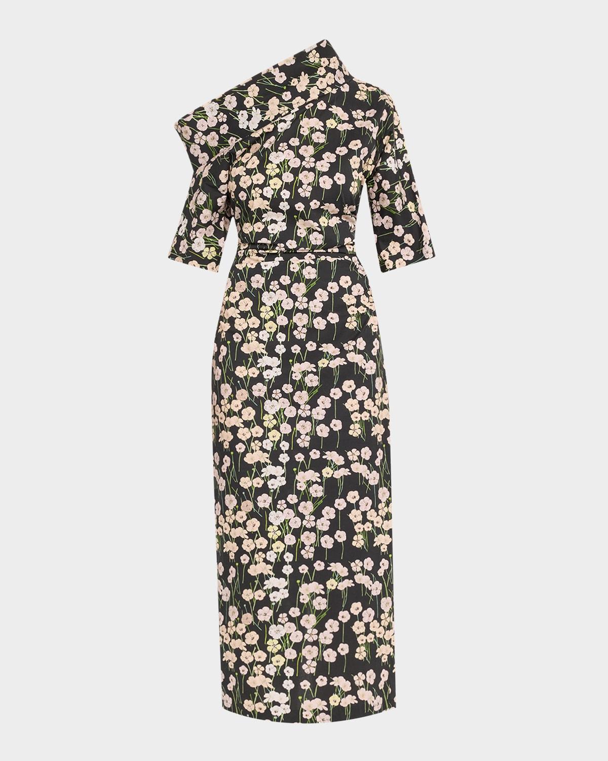 bowie printed off-the-shoulder bow dress