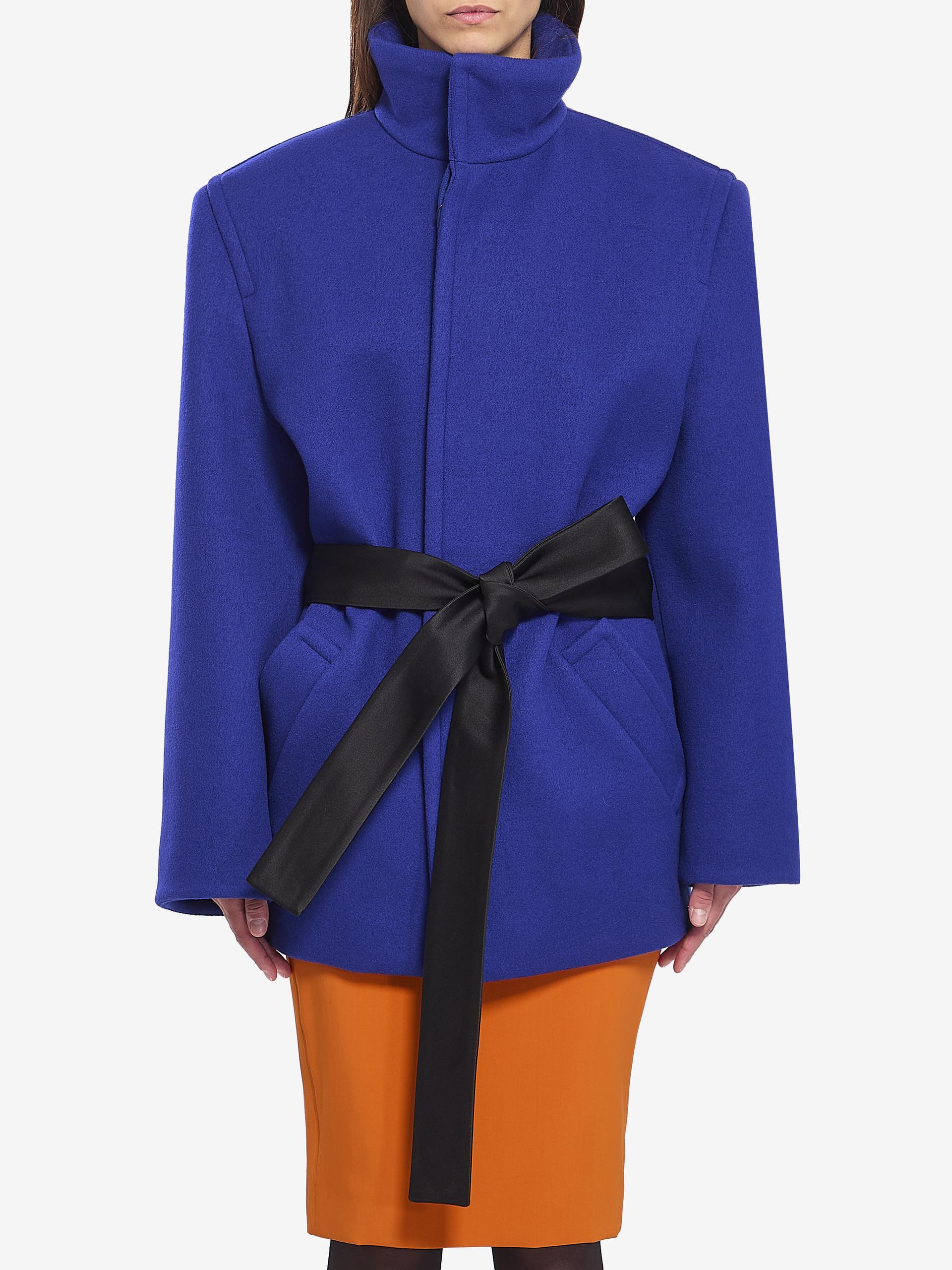boxy belted coat in wool