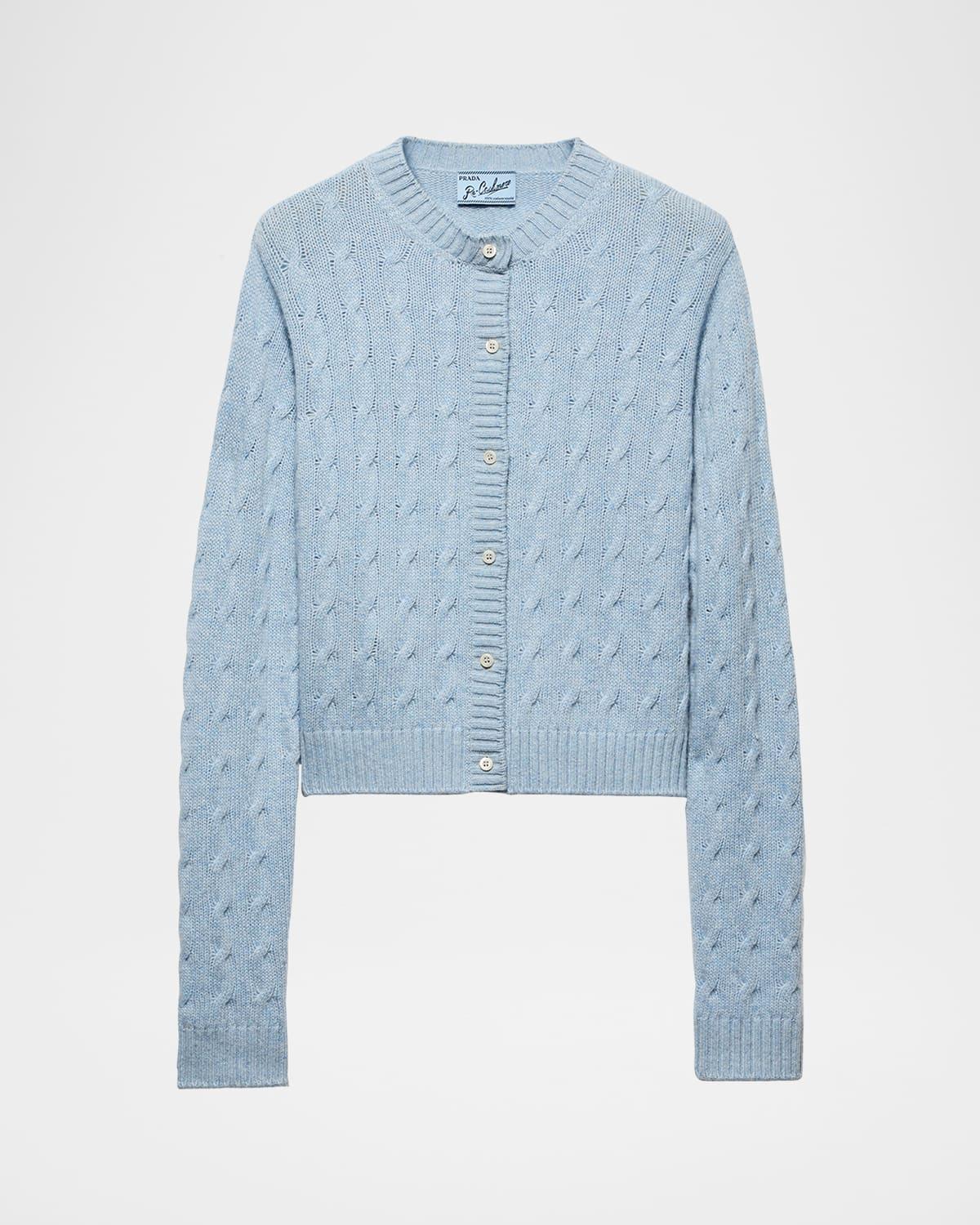 boxy cable cashmere cardigan