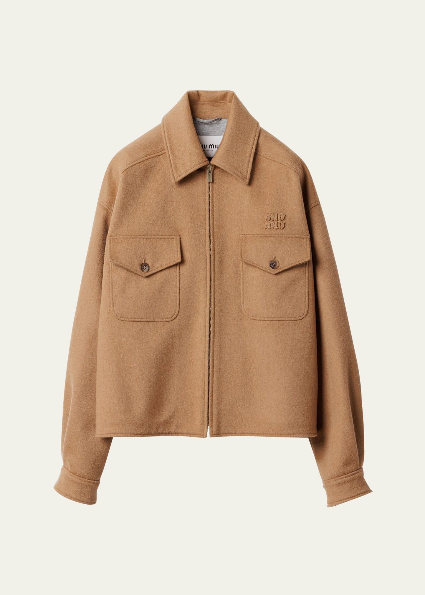 boxy cropped camel hair jacket