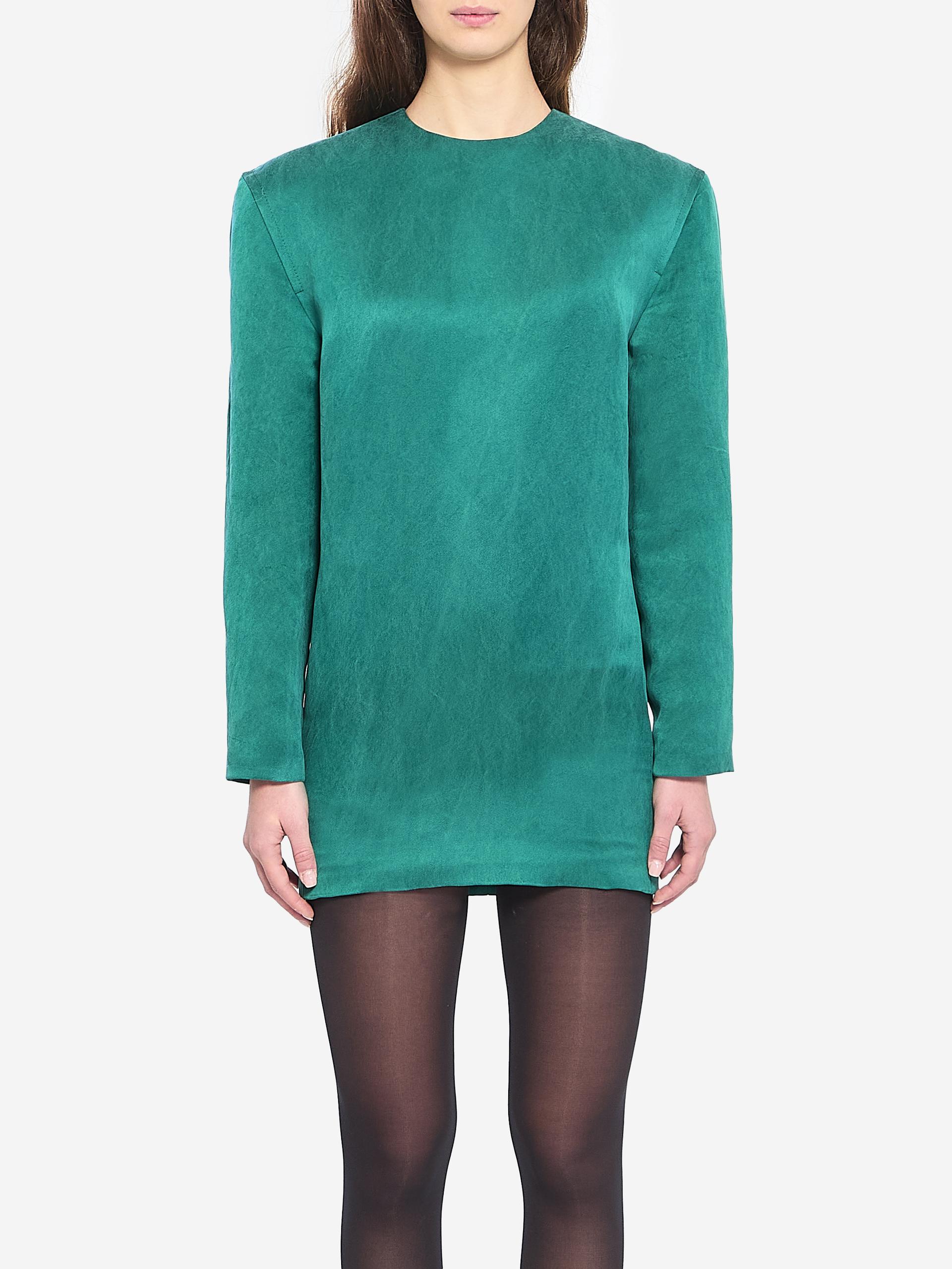 boxy dress in stonewashed satin silk