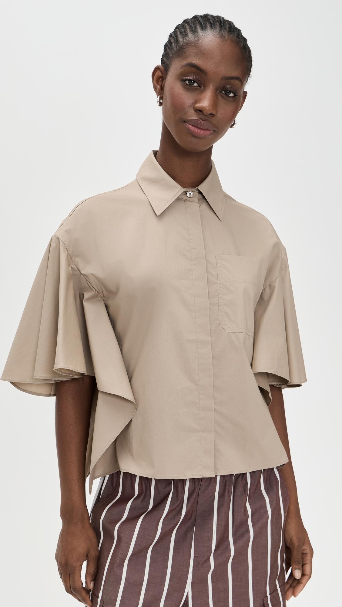 boxy flared short sleeve shirt