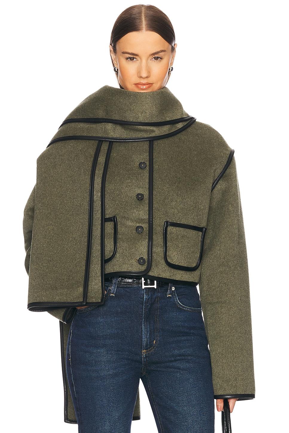 boxy jacket with detachable scarf