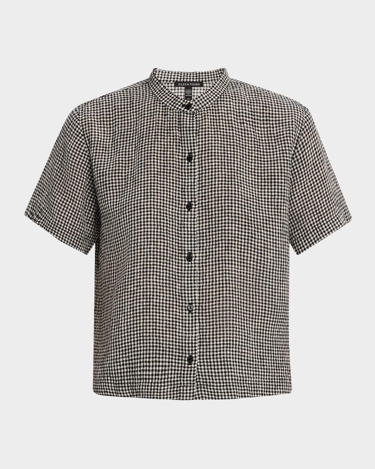 boxy lightweight check organic linen shirt