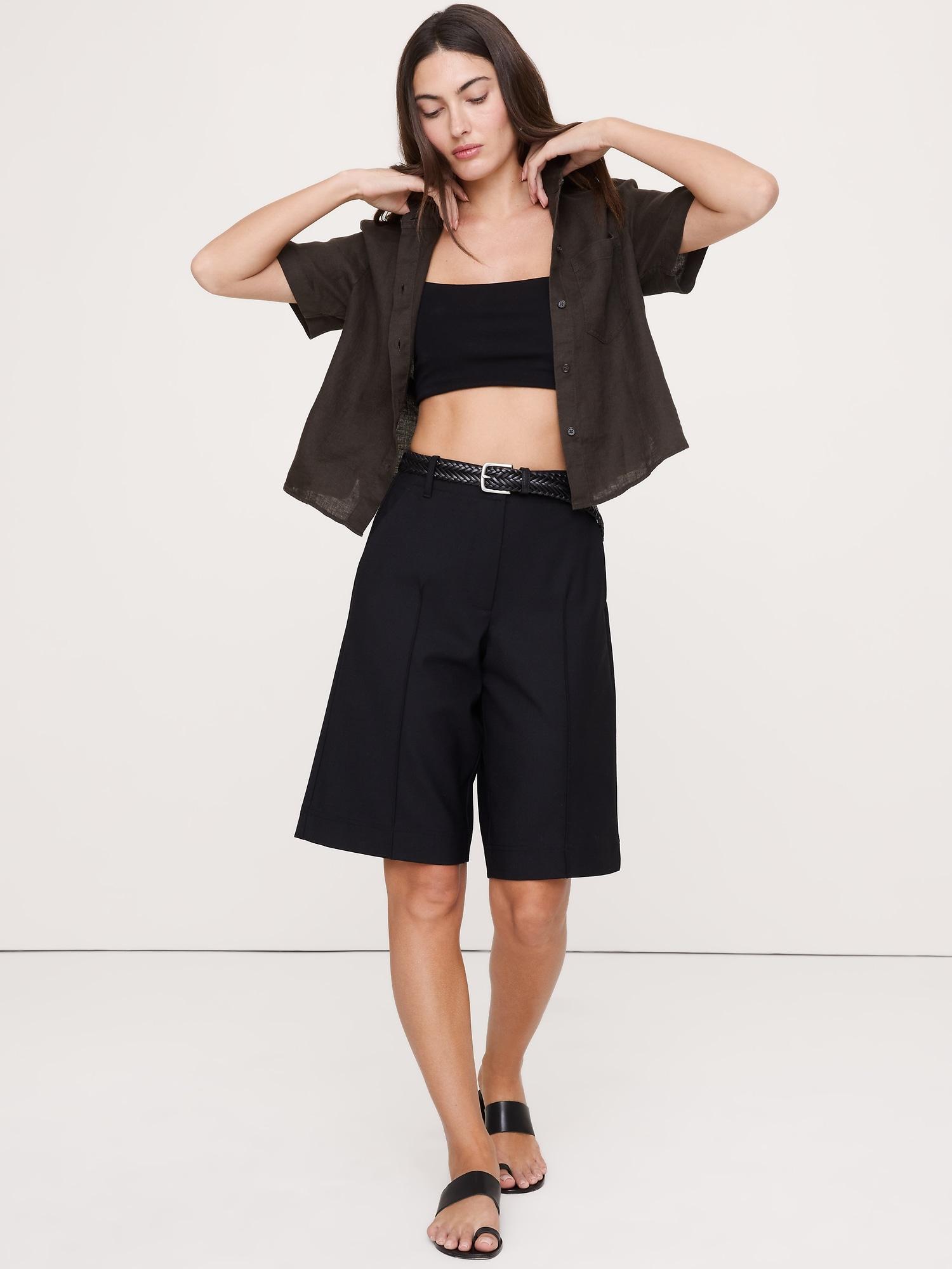 boxy linen cropped shirt