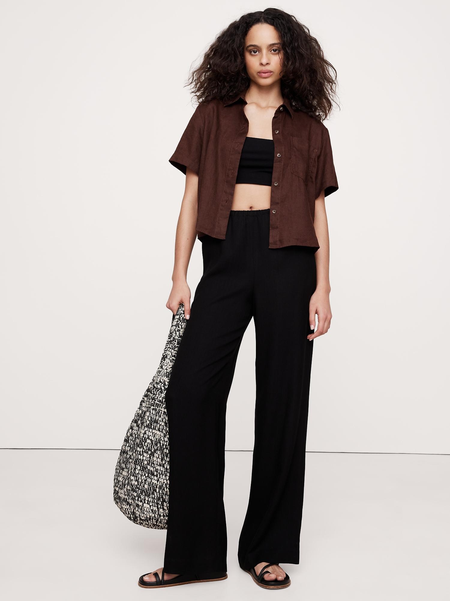 boxy linen short-sleeve shirt