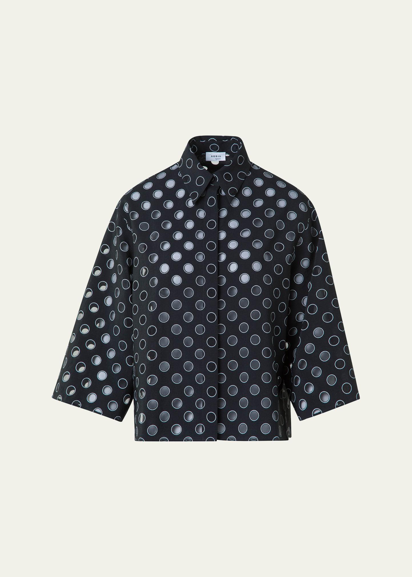 boxy organza polka dot blouse