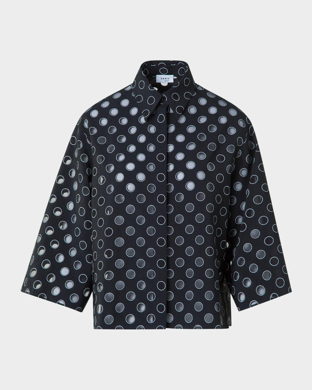boxy organza polka dot blouse