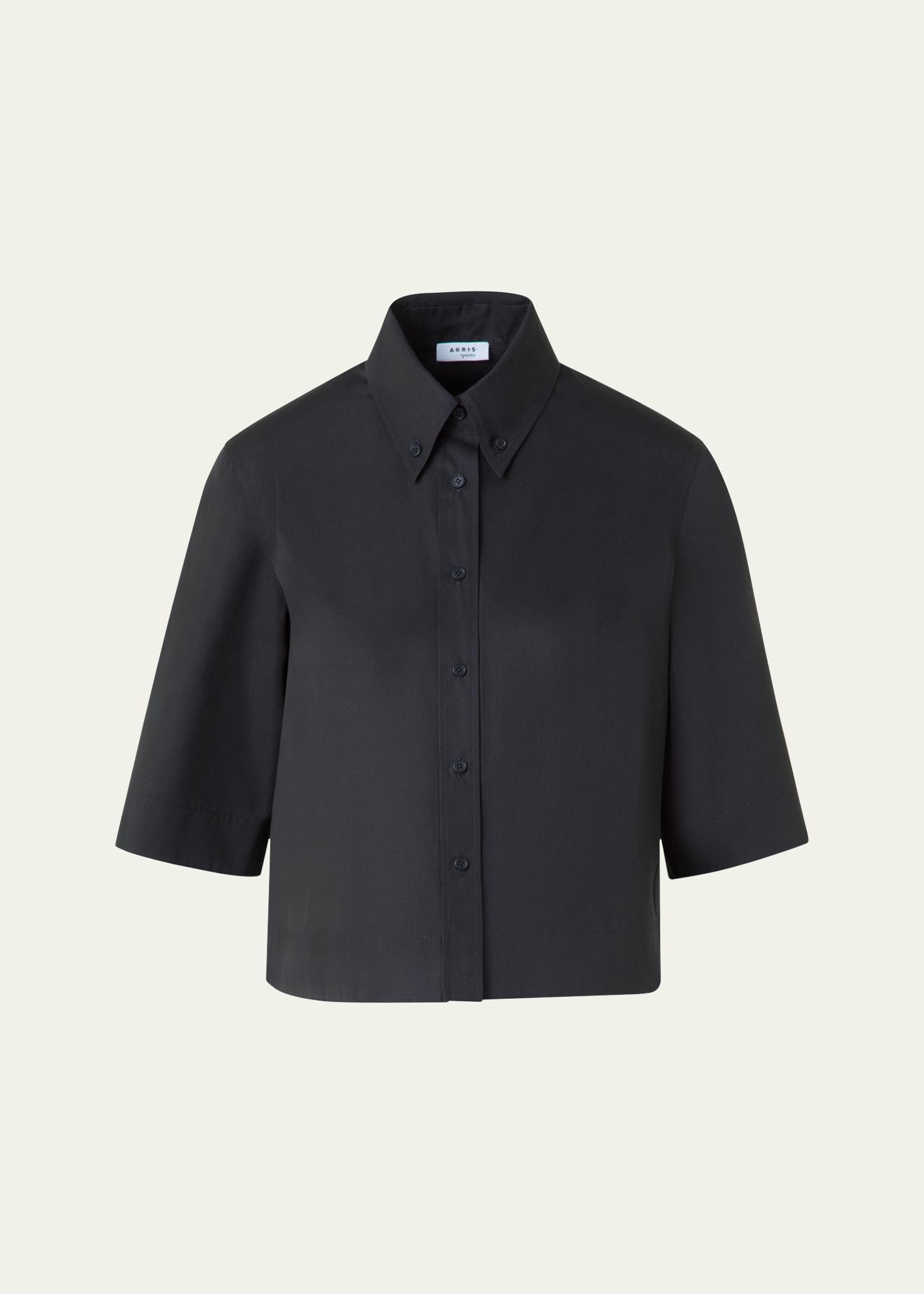 boxy poplin cropped blouse