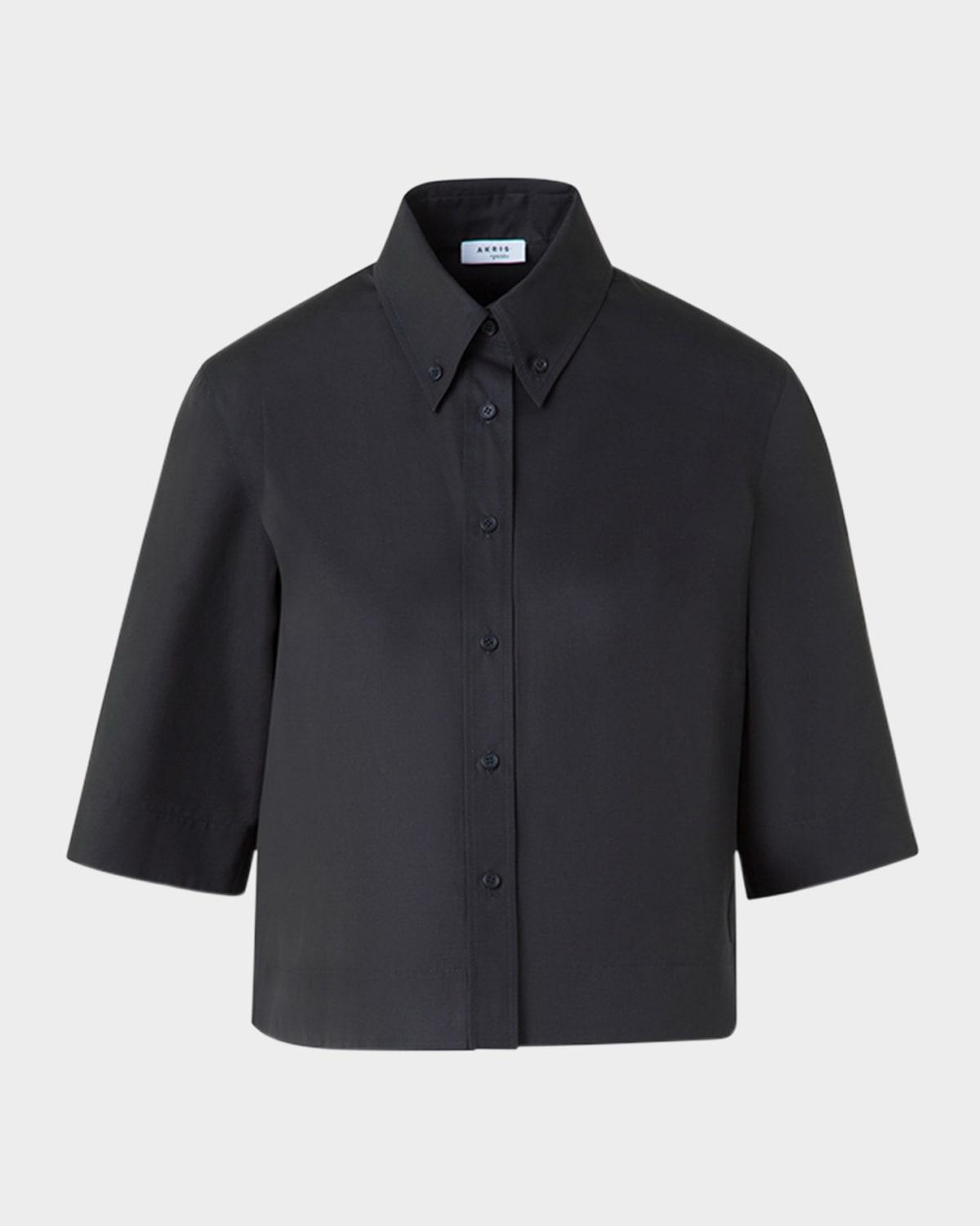 boxy poplin cropped blouse