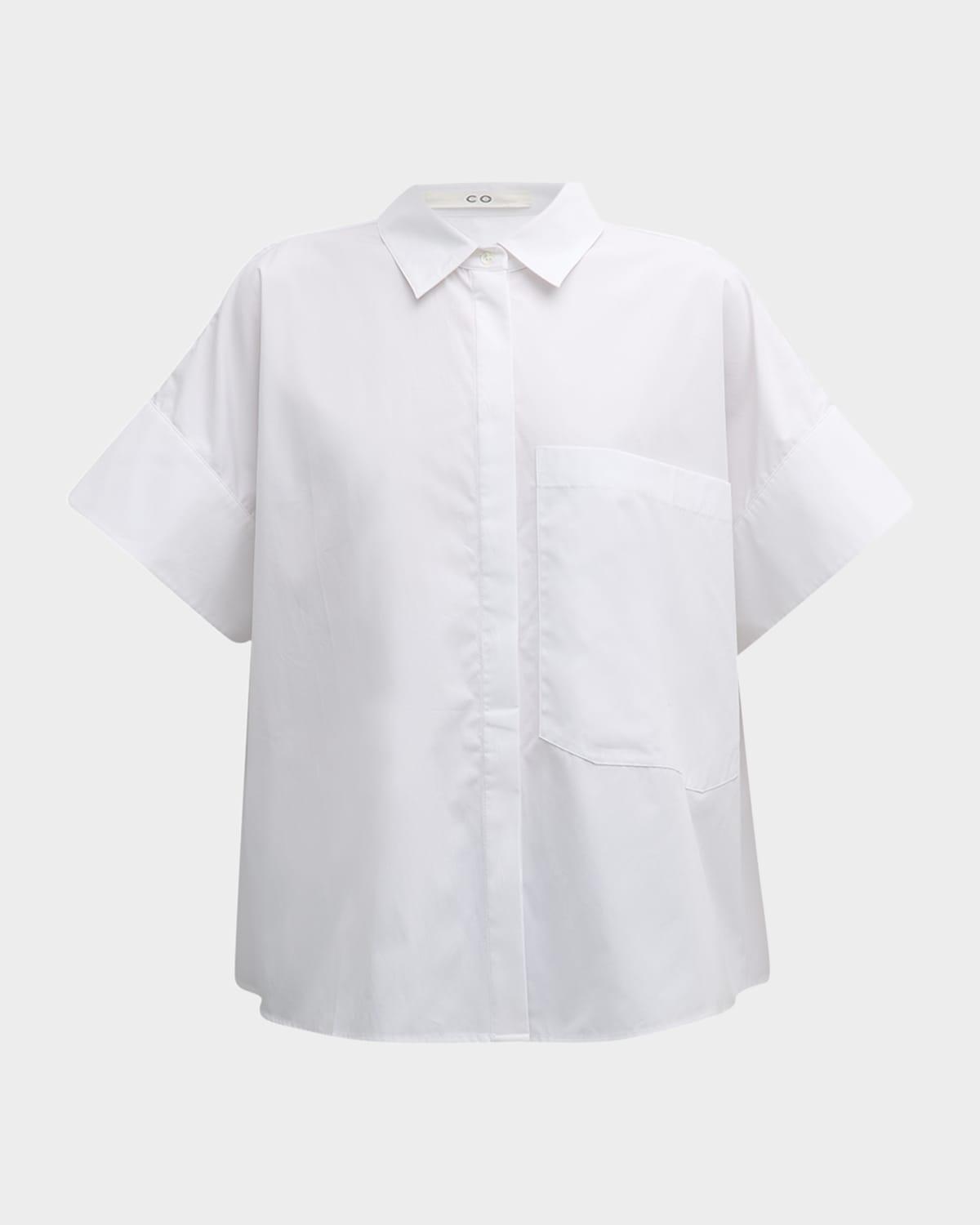 boxy short-sleeve collared shirt
